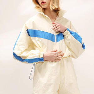 Ensemble deux pièces avec logo imprimé personnalisé Ensemble deux pièces coupe-vent en polyester zippé pour femmes pour Offre Spéciale - Product Image 3