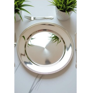 100 pièces plaque de chargeur en acier inoxydable écologique avec finition argentée pour les événements de Thanksgiving-élégance et brillance intemporelles - Product Image 1