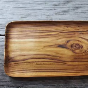 Plato de madera rectangular de tamaño personalizado al mejor precio, bandeja de comida rústica ecológica para servir comida decorativa - Product Image 1