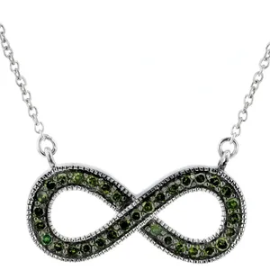 영원한 조화: 녹색 다이아몬드 로듐 이상 925 스털링 실버 인피니티 목걸이, 영원한 사랑과 평온의 상징