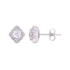 ต่างหูเพชรกลมเจียระไนแบบสดใส - Product Image 1