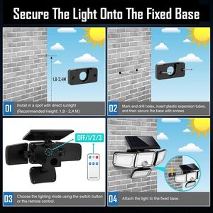 HYBEC-potente solare LED faretti da giardino con sensore di movimento, illuminazione automatica esterna per percorsi e giardini - Product Image 2