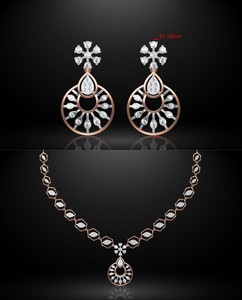 Moda original 10K 14K 18K blanco/amarillo chapado en oro circón collar pendientes conjunto de joyería para fiestas regalos diseñados para mujeres - Product Image 1