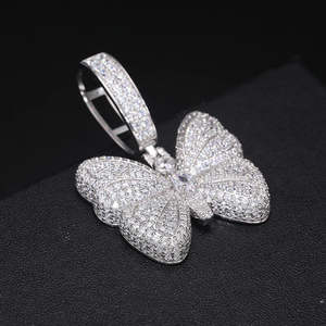 Colgantes de Mariposa Clásicos de Lujo con Moissanita Totalmente Incrustada, Chapados en Oro de 14K, Plata de Ley 925, Joyería para Unisex - Product Image 2