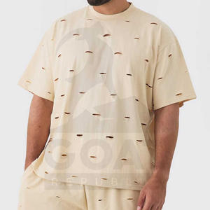 เสื้อยืดผู้ชายคุณภาพสูง สไตล์ดิสเทรส พิมพ์ลายตามสั่ง ทรงปกติ สวมใส่สบาย ระบายอากาศได้ดี เป็นมิตรกับสิ่งแวดล้อม ผ้าฝ้ายแท้ 100% ดีไซน์ใหม่ - Product Image 4