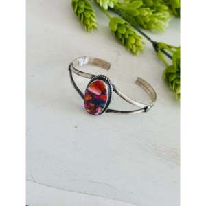 Navajo Handmade Mohave Turquoise & Sterling <b>Silver</b> Fashion <b>Cuff</b> <b>Bracelet</b> - Product Image 3