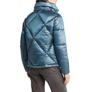 Chaqueta acolchada de burbujas recortada de Invierno para mujer, manga larga con cremallera, cuello alto, forro acolchado, Spandex, nailon, transpirable, recién llegado - Product Image 4