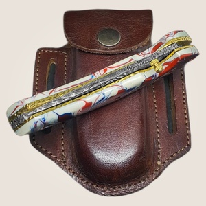 Jexmoo OEM Custom Handmade Multi-Functional Damascus Steel Pocket Knife Leather Sheath for Anniversary Gift Groomsman <b>Present</b> - Product Image 3