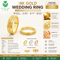 Anello Nuziale Personalizzato Better Star con Incisione Floreale, Oro Giallo Colorato, Certificato IGI, Set di Anelli per Coppia 14K 18K