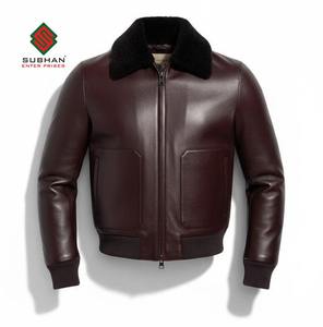 Blouson aviateur A2 pour homme, marron bordeaux |   Cuir de mouton fait main |   Aviateur classique |   Doublure en laine d'hiver décontractée |   Offrez-lui un cadeau - Product Image 1