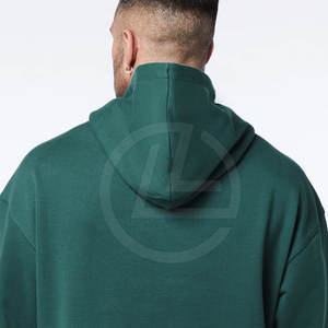 Sweat à capuche d'hiver surdimensionné pour hommes avec motif solide Polyester/Coton polaire brodé Logo Urban Cut - Product Image 6