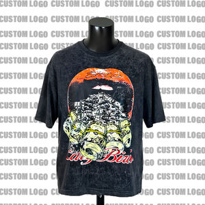 เสื้อยืดพิมพ์ลายโลโก้แบรนด์ของคุณ เสื้อยืดผ้าฝ้าย 100% สำหรับผู้ชาย ทรงหลวม สไตล์ย้อมสีแบบ Acid Wash - Product Image 2