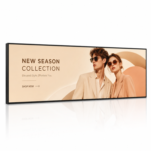 Commercial Advertising LCD Screen Display With Stretch Bar Panel for Retail Store Shelf Edge Digital Signage Player