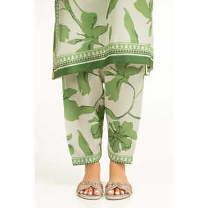 Conjunto Coordinado Estampado de Cambray Off-White para Mujer, Atuendo Casual de Gasa de 2 Piezas, Talla 3XL - Para Primavera/Verano - Product Image 5