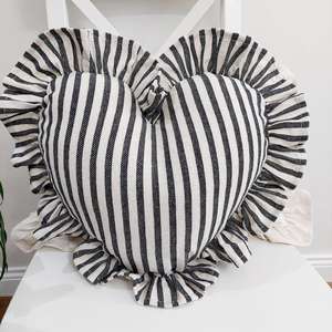 <b>Black</b> Heart Bohemian Cotton Striped Ruffle Flange Pillow Covers Decorative Frill Ruffle <b>Throw</b> Pillow Boho INDIAN Designer Pillow - Product Image 1