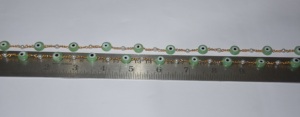 Hermosa cuenta de ojo de peridoto verde y cadena de Rosario de perlas. Cadena de cuentas de alambre para la fabricación de joyas. Cadena hecha a mano chapada en oro - Product Image 6