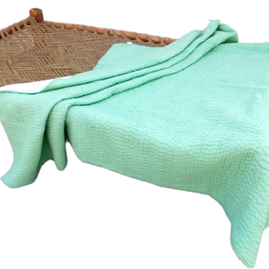 Juego de Colchas Kantha de Algodón Orgánico Hechas a Mano, Color Sólido, Suaves y Ligeras con Relleno de Lana para Invierno - Product Image 6