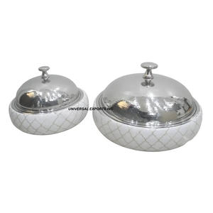 <b>Set</b> of Three Metal And Wooden Hotpot Hotel And Restaurant Food Supplies Casserole Round Shape Tabletop Dinnerware Food Warmer - Product Image 4