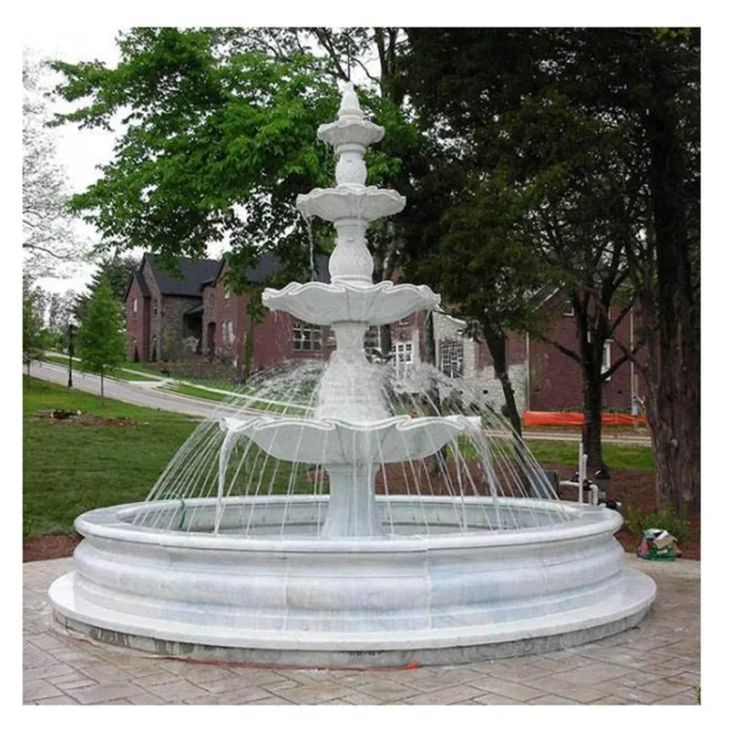 Estilo Simple personalizado decoración al aire libre tallas y esculturas de piedra de mármol de gran tamaño escultura de jardín fuente de agua