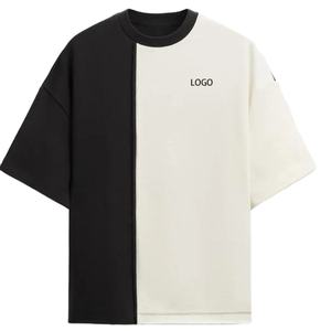 Camisetas Personalizadas de Alta Calidad 100% Algodón para Hombre, Diseño Holgado de Dos Colores Combinados, Talla Grande, Media Manga, para Fisicoculturismo - Product Image 1