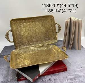 Bandeja de Servir de Latón con Acabado Moderno, Inspirada en Diseños Tradicionales para Decoración Clásica del Hogar, Ocasiones de Ramadán y Bodas - Product Image 4