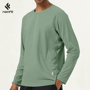 HONFIT Custom Logo Summer Breathable Quick Dry Male Activewear Blank Solid 180Gsm Casual Sports <strong>White</strong> Men's Long Sleeve T <strong>Shirt</strong> - Product Image 2