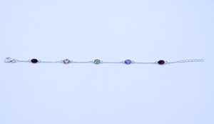 Handmade 925 Sterling <b>Silver</b> Wedding <b>Bracelet</b> Bohemian Style Multi Oval Cut Gemstone Bezel <b>Bracelet</b> Size 8.5-<b>for</b> Gift or Party - Product Image 2