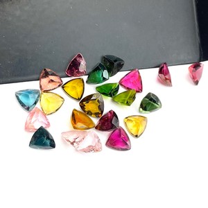 Pierre naturelle multi tourmaline coupe trillion pour bijoux à bricoler soi-même pierre de naissance pierres précieuses en vrac - Product Image 6