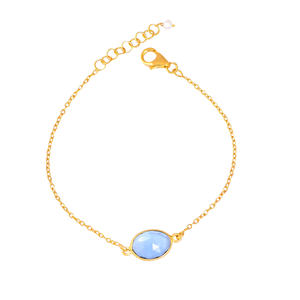 Pulsera de Lujo para Mujer, Hecha a Mano, de Plata de Ley 925 Maciza, Chapada en Oro de 18K, con Topacio Azul, para Regalo y Joyería de Fiesta - Product Image 1