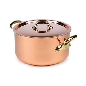 Cacerola de metal de calidad premium de cobre puro con tapa para olla caliente que sirve en la cocina y el almacenamiento de alimentos - Product Image 1