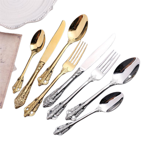 ชุดช้อนส้อมโลหะสแตนเลสดีไซน์แกะสลักจากผู้ผลิตและส่งออกชุดเครื่องใช้บนโต๊ะอาหารโลหะดีไซน์ใหม่ - Product Image 5