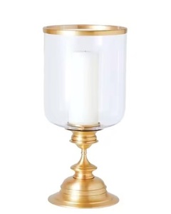 Bougeoir de mariage en métal antique ensemble de 2 grands bougeoirs votifs en métal verre pour la décoration de la maison élégants et décoratifs - Product Image 2