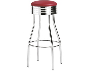 Tabouret <span class=keywords><strong>de</strong></span> <span class=keywords><strong>bar</strong></span> rétro chromé avec siège en PU rouge, style américain des années 1950, <span class=keywords><strong>chaise</strong></span> haute <span class=keywords><strong>de</strong></span> <span class=keywords><strong>bar</strong></span> pour restaurant, café, pub et <span class=keywords><strong>bar</strong></span> à thème - Product Image 3