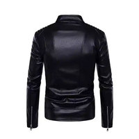 Jaket Musim Dingin Pria Model Biker Bahan Polyester Slim Fit Tahan Air, Laris Terjual