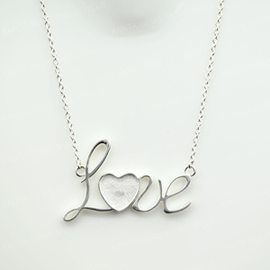 Collier d'amour en forme de coeur en argent sterling 925 avec chaîne à maillons bon pour la résine et les cendres souvenir/lait maternel bricolage artisanat - Product Image 2