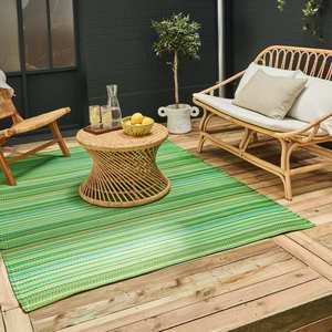 <b>Outdoor</b> Reversible Braided Polypropylene Rug Portable Travel <b>Mat</b> for Indoor and <b>Outdoor</b> Use Green Rainbow Design - Product Image 5