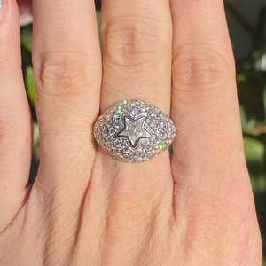 แหวนทองแข็ง Luxury14K รูปดาวโดมประดับเพชรโมอิสซาไนต์แท้เครื่องประดับฮิปฮอปโรเดียมของขวัญสำหรับปาร์ตี้อินเทรนด์ - Product Image 1