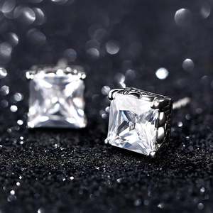 Jeulia Punk Hip-Hop Titanium Steel Stud Earrings for <b>Men</b> with Zircon and <b>Cross</b> Design - Product Image 4