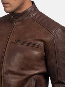 Chaqueta de Motociclista de Piel de Oveja Desgastada Dean Brown, Acabado Premium con Aceite, Estilo Vintage, Corte Ajustado, Ecológica, 100 Gramos, Prenda Exterior - Product Image 2