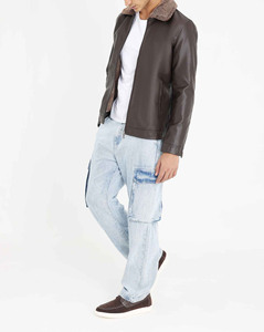 Veste en cuir de mouton originale de meilleure qualité pour hommes dernière veste en cuir véritable de conception vintage style motard OEM - Product Image 5