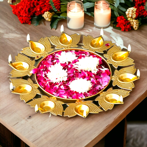 Juego de Diyas de Hierro con Diseño Tradicional de Loto, Lámpara de Aceite Decorativa Hecha a Mano de 14 Pulgadas para Pooja, Diwali y Decoración Festiva del Hogar - Product Image 2
