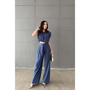 Conjunto de Blusa y Pantalones Modal Azul Marino - Azul Marino - Product Image 1