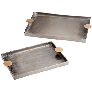 Plateau de service en métal avec poignées en acier inoxydable couleur or Rectangle cercle forme plateau de service alimentaire décoratif hôtel Ware - Product Image 5