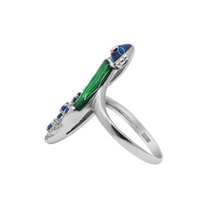 Anillo de Plata de Ley 925 con Forma de Pavo Real, Piedra Preciosa de Circón Cúbico, Natural, Rojo y Esmalte, Regalo de Aniversario, Vintage - Product Image 2