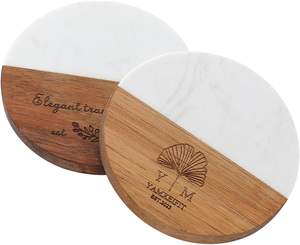 Posavasos de Madera y Mármol de Doble Tono, Modernos y Elegantes, Hechos a Mano, de 10 mm de Grosor, para Decoración del Hogar - Product Image 2