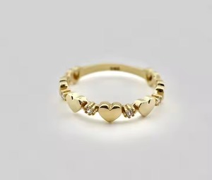 Anillo de corazón de oro amarillo de 14 quilates, anillo de compromiso de diamante cultivado en laboratorio, regalo de joyería para el Día de San Valentín para ella, anillo apilable de corazón de amor - Product Image 4