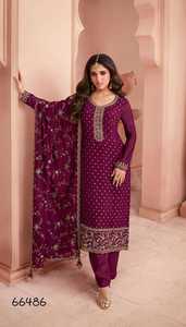 Dola Jecard Soie avec Séquence Brodée Travail semi-cousu Salwar Suit collection - Product Image 6
