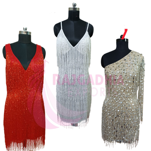 Rajgadhia exporte une robe de soirée élégante taille personnalisée 113 modèle de travail manuel perlé complet manches courtes pour les fêtes de mariage-5 quantité minimale de commande - Product Image 3