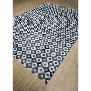 Tapis en laine et viscose noué à la main Erbe Llv-3040, gris et noir, géométrique, pour la maison, le couloir, rectangulaire, 10 mm, pour le salon, tapis en jute - Product Image 2