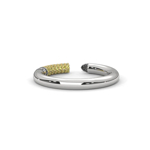 Noble Lights Sculptural Cigarette Inspired Ring in White Yellow and Black Gold Plating Studded Statement Art Ring Modern Luxury - Product Image 1